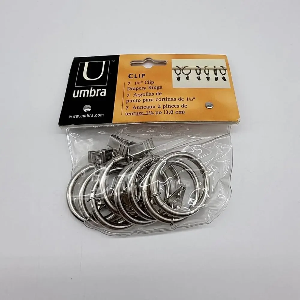 NEW 1 1/2-Inch Umbra Clip Drapery Rings - 7 Pack